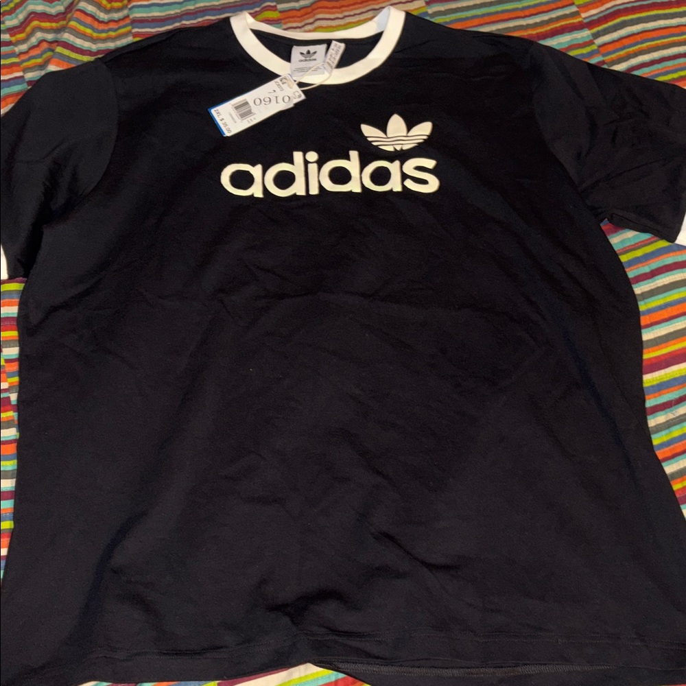 Adidas ringer style  Tee with White Trim puff print size 2XL new tags